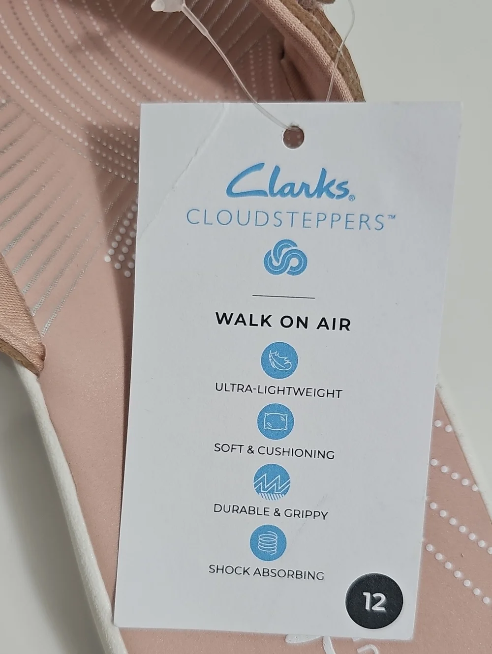 NWT Clarks Cloudsteppers Cushion Soft Bow Thong Sandals Blush Pink 12